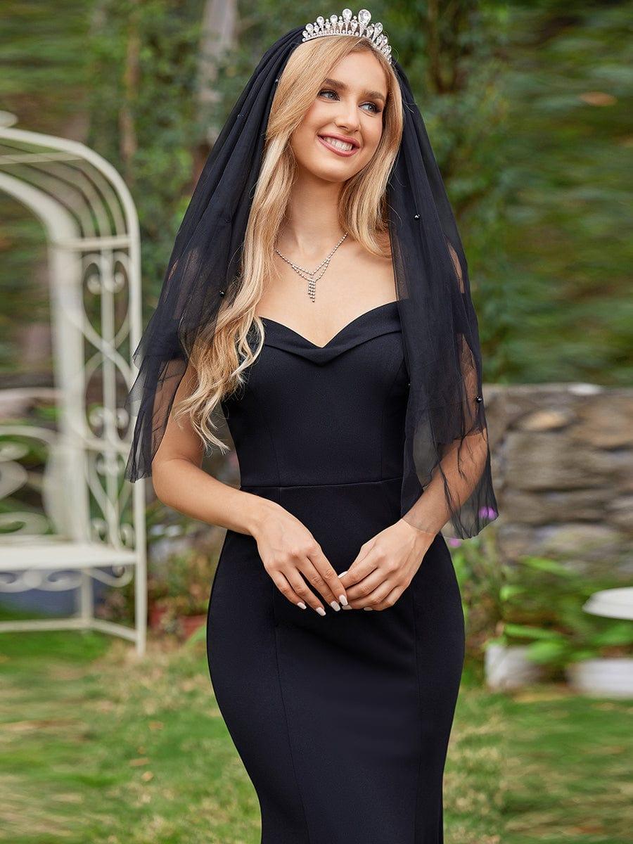 Off the Shoulder Mermaid Corset Eloping Dress for Wedding #color_Black
