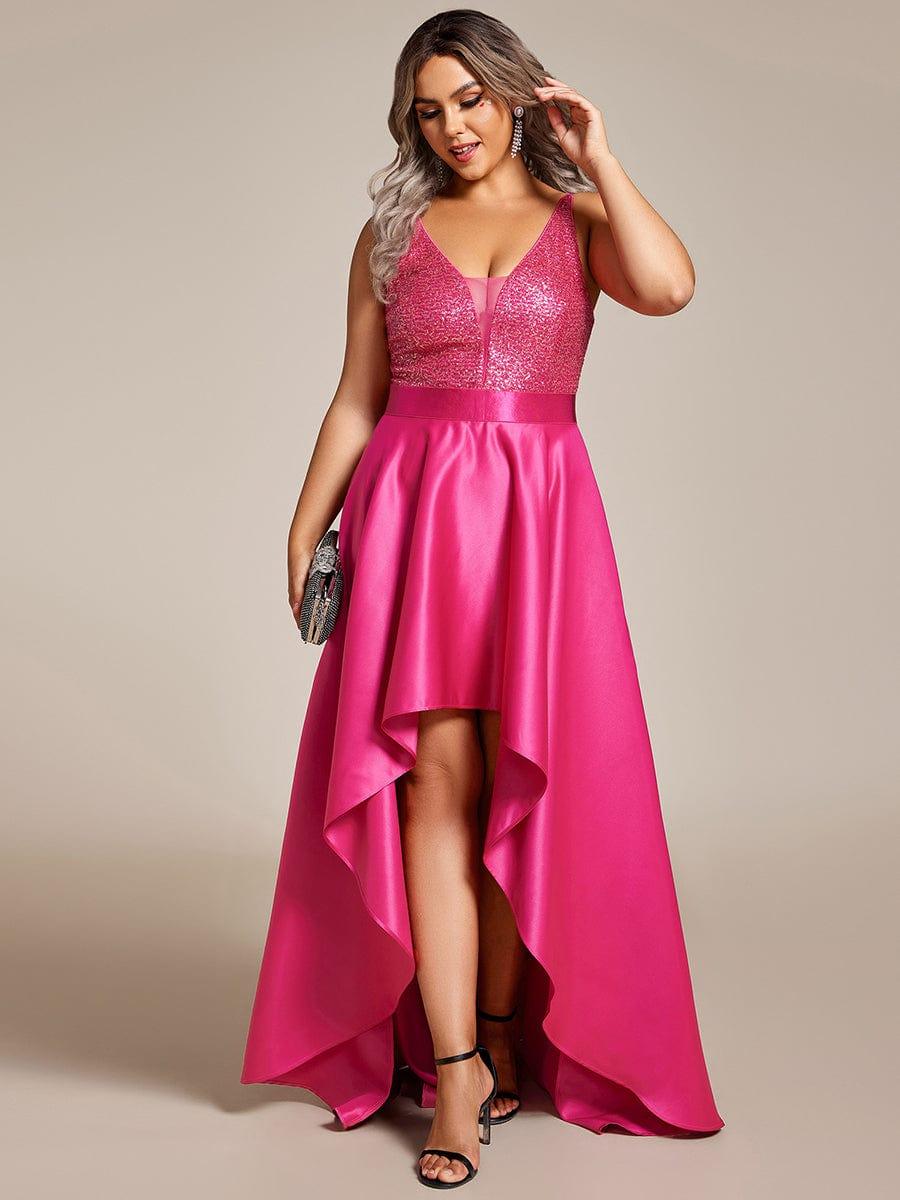 Asymmetrical Plus Size Formal Dresses for Prom #color_Hot Pink