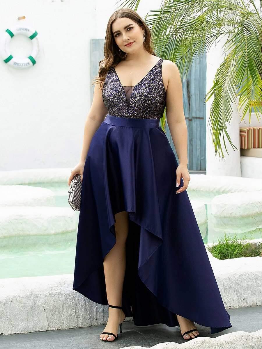 Asymmetrical Plus Size Formal Dresses for Prom #color_Navy Blue