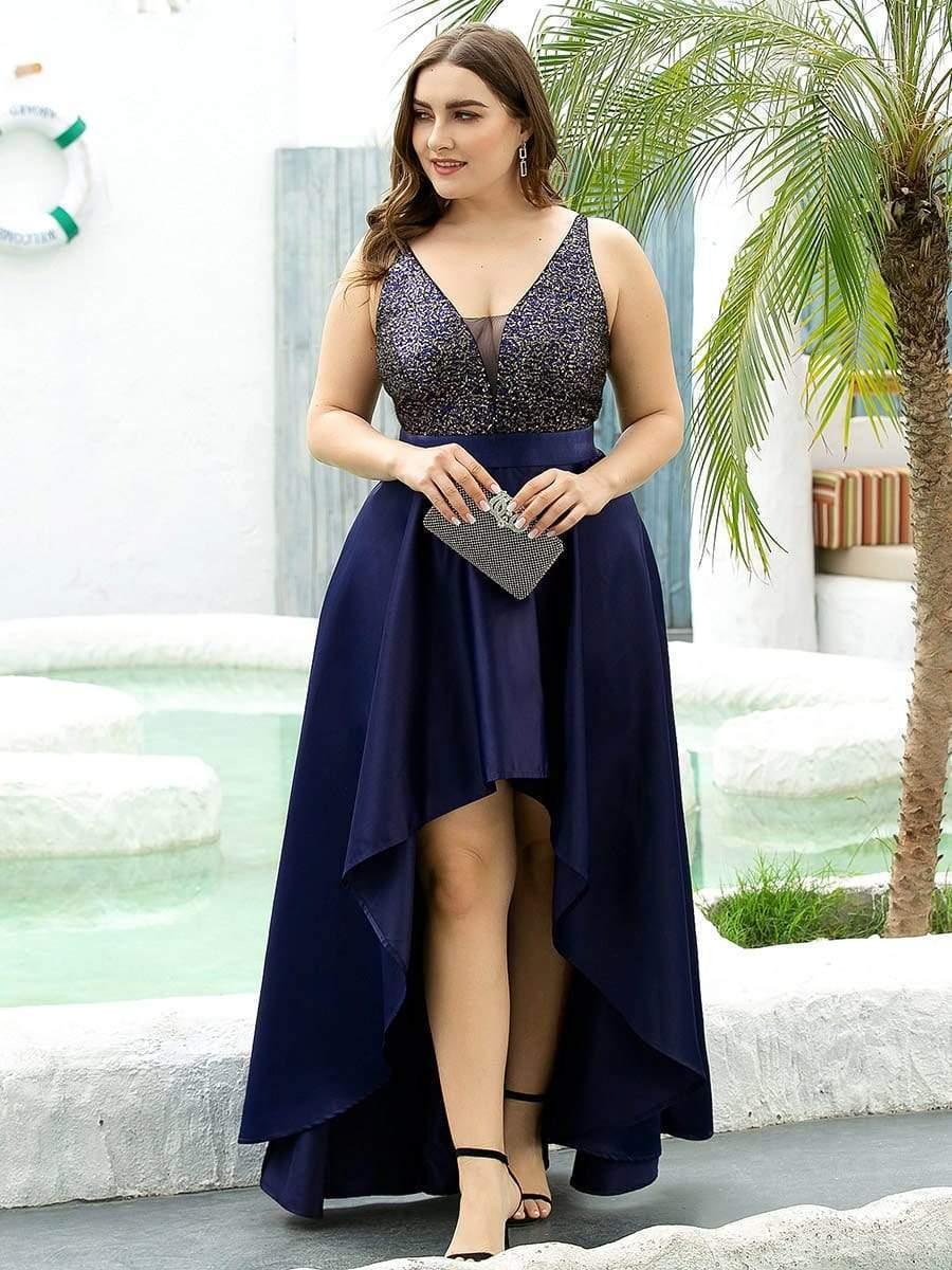 Asymmetrical Plus Size Formal Dresses for Prom #color_Navy Blue