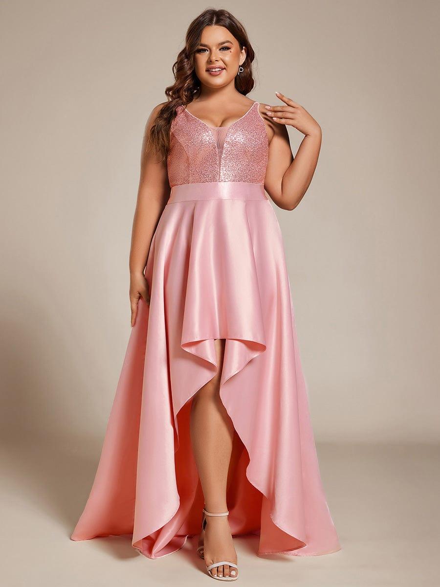 Asymmetrical Plus Size Formal Dresses for Prom #color_Pink