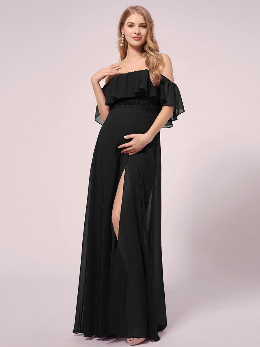 Maxi Chiffon Off the Shoulder Ruffled Maternity Evening Dress