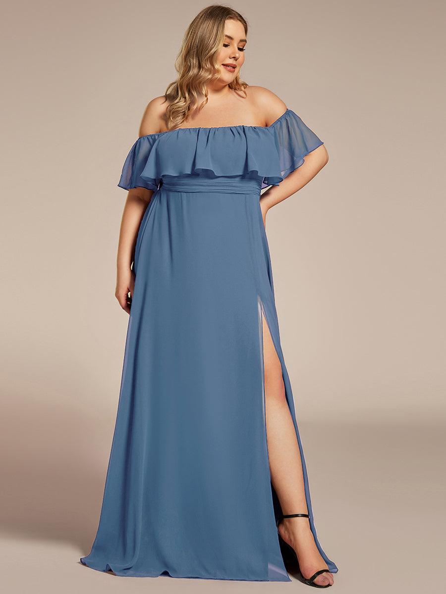 Plus Size Off the Shoulder Formal Bridesmaid Dress with Thigh Split