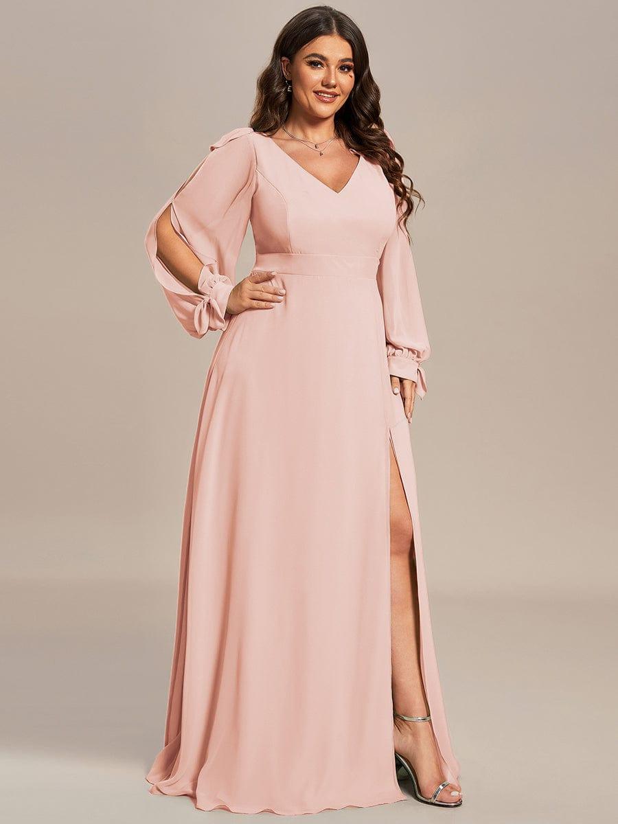 Plus Size Open Lantern Sleeve A-Line Bridesmaid Dress