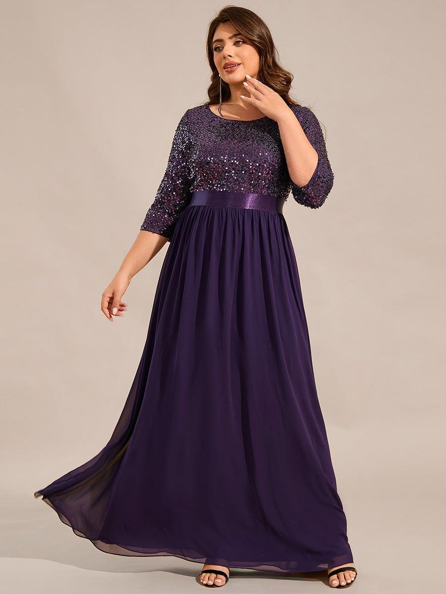 Edith | Plus Size Women's Long Chiffon & Sequin Evening Dresses for Mother of the Bride