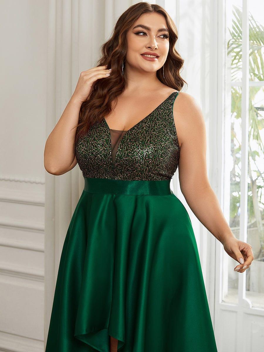 Asymmetrical Plus Size Formal Dresses for Prom #color_Dark Green