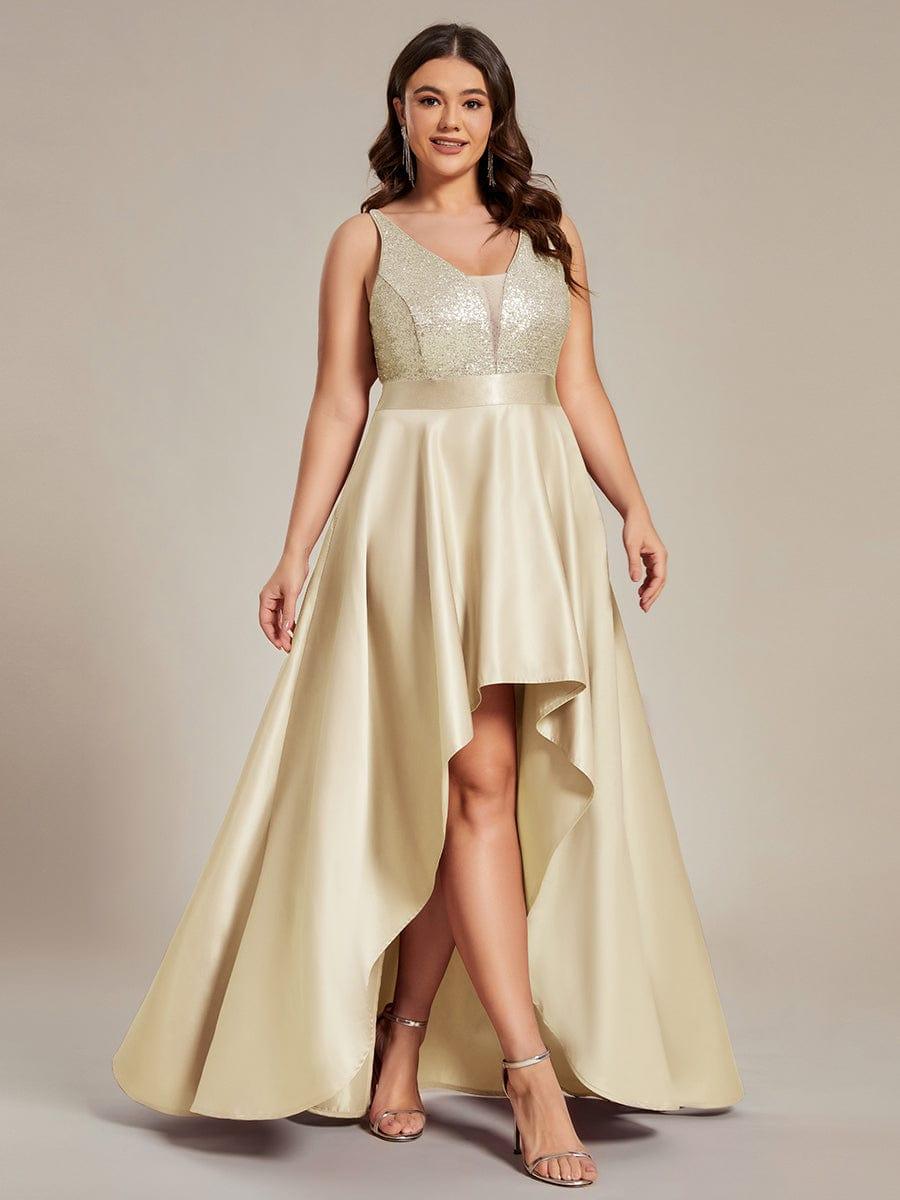 Asymmetrical Plus Size Formal Dresses for Prom #color_Rose Gold