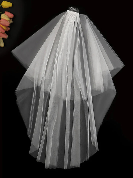 Simple Multi-Tier Tulle Cathedral Bridal Veil