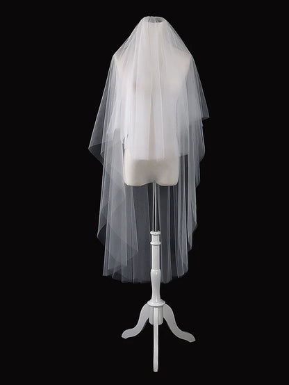 Simple Multi-Tier Tulle Cathedral Bridal Veil