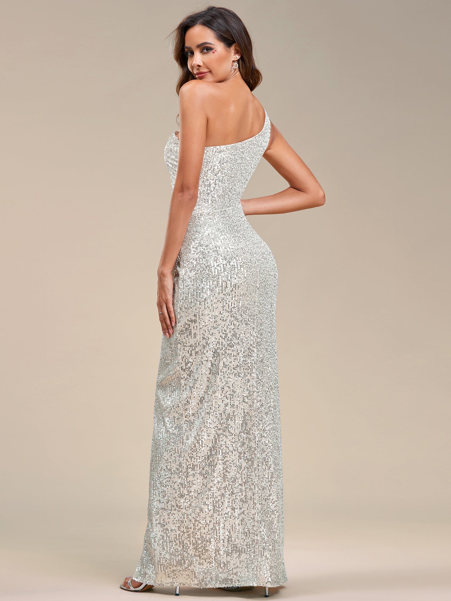 Fancy One Shoulder Sequin Long Evening Dress