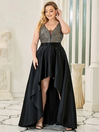 Plus Size High Low Sleeveless Dresses With Sequin for Evening Wholesale EP00667