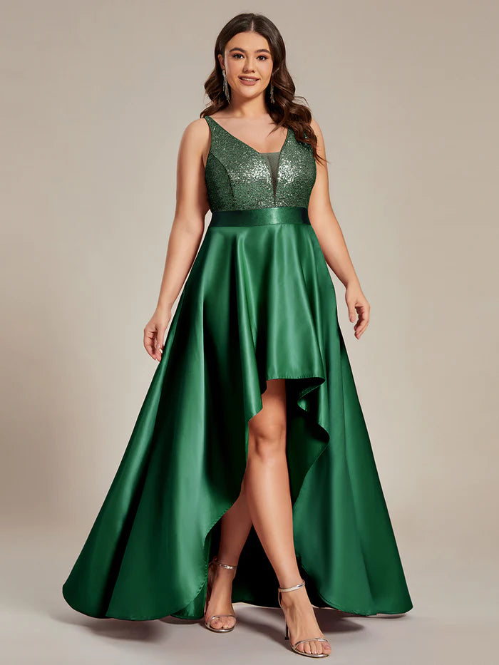 Plus Size High Low Sleeveless Dresses With Sequin for Evening Wholesale EP00667