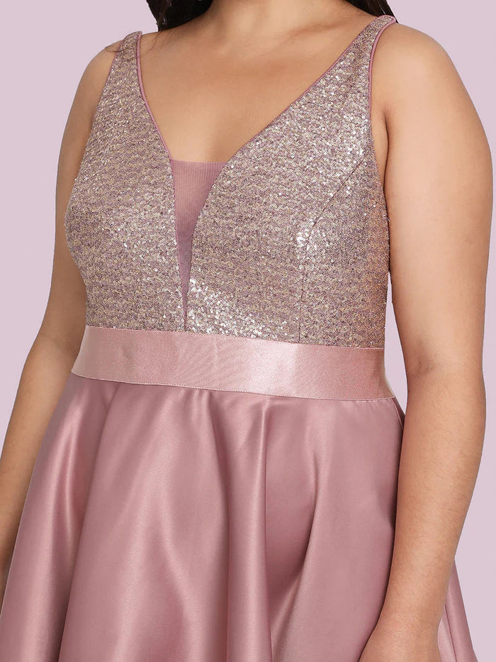 Plus Size High Low Sleeveless Dresses With Sequin for Evening Wholesale EP00667