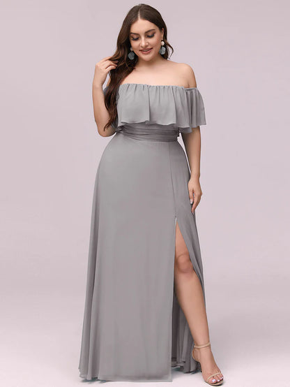 Plus Size Sexy Side Split Long Chiffon Formal Dresses Wholesale ES00969