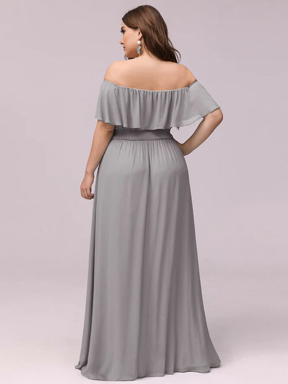 Plus Size Sexy Side Split Long Chiffon Formal Dresses Wholesale ES00969