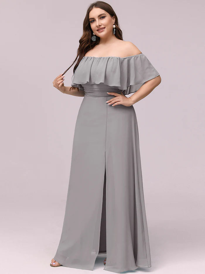 Plus Size Sexy Side Split Long Chiffon Formal Dresses Wholesale ES00969