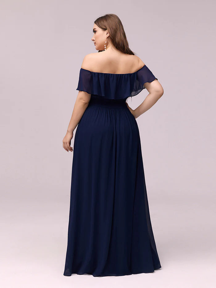 Plus Size Sexy Side Split Long Chiffon Formal Dresses Wholesale ES00969