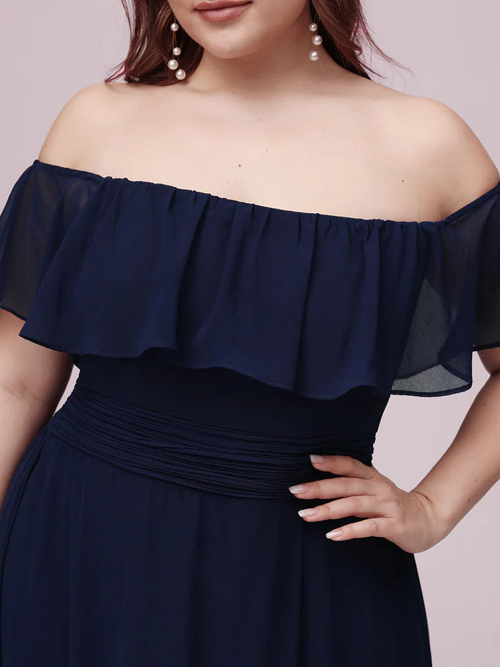 Plus Size Sexy Side Split Long Chiffon Formal Dresses Wholesale ES00969