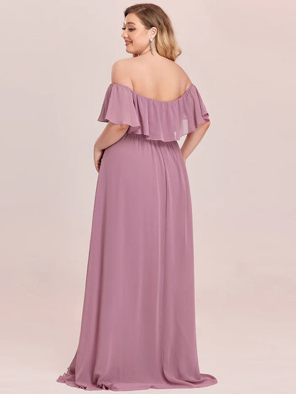 Plus Size Sexy Side Split Long Chiffon Formal Dresses Wholesale ES00969