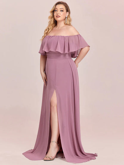 Plus Size Sexy Side Split Long Chiffon Formal Dresses Wholesale ES00969