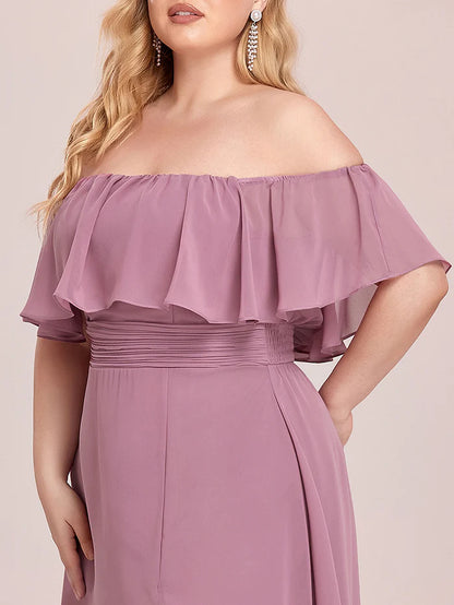 Plus Size Sexy Side Split Long Chiffon Formal Dresses Wholesale ES00969