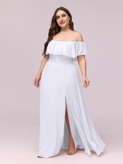 Plus Size Sexy Side Split Long Chiffon Formal Dresses Wholesale ES00969