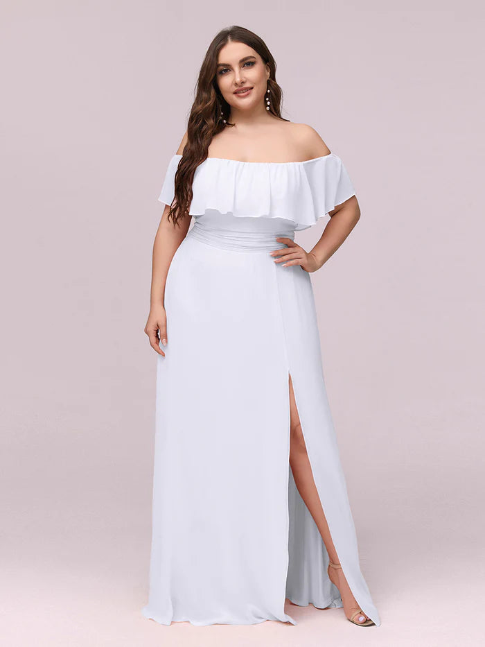 Plus Size Sexy Side Split Long Chiffon Formal Dresses Wholesale ES00969