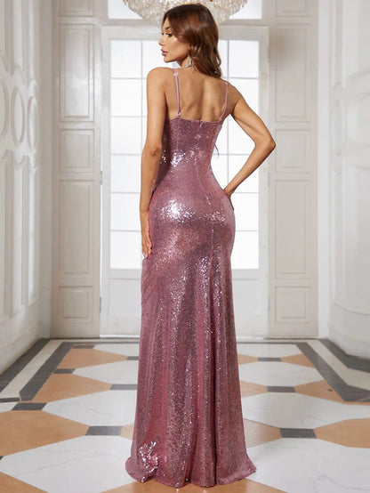 Sexy Sequin Backless Fishtail Evening Gowns for Women