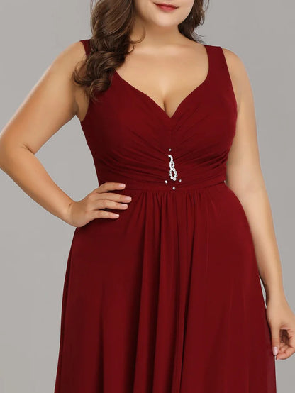 Plus Size Chiffon Formal V-Neck High-Low Cocktail Dress