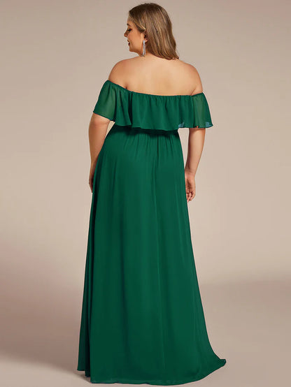 Plus Size Sexy Side Split Long Chiffon Formal Dresses Wholesale ES00969