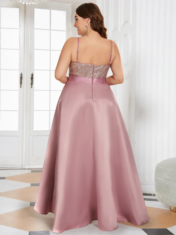 Plus Size High Low Sleeveless Dresses With Sequin for Evening Wholesale EP00667