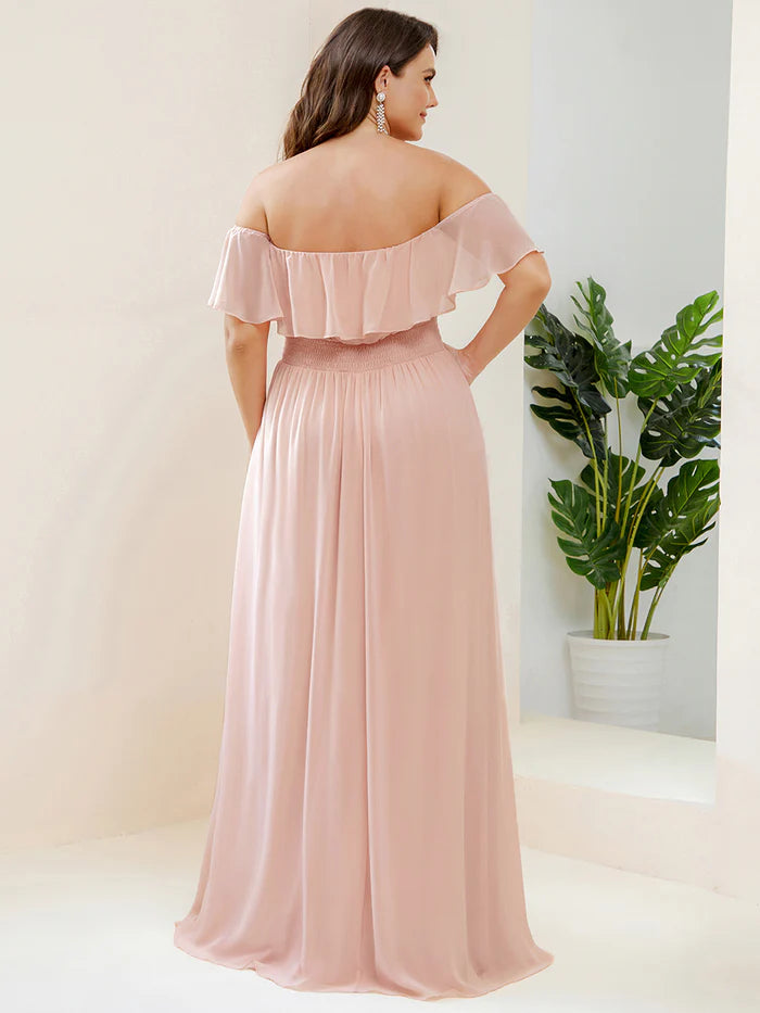 Plus Size Sexy Side Split Long Chiffon Formal Dresses Wholesale ES00969