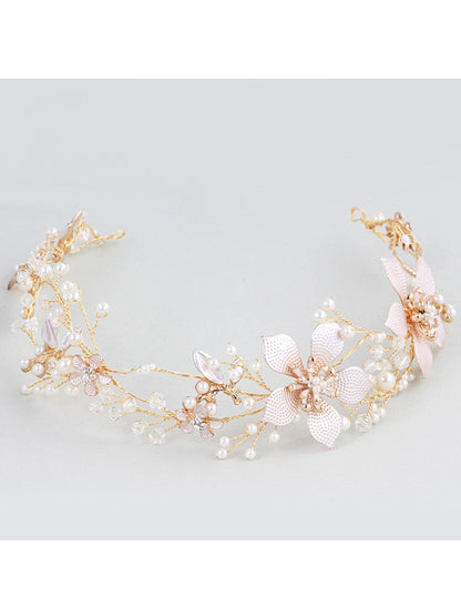 Elegant Gold Flower Headband with Rhinestone #color_Gold