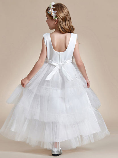 Princess Style Layered Cake Long Tulle Flower Girls Dress