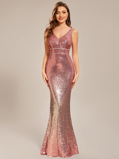 Custom Size Sleeveless Deep V-neck Bodycon Sequin Prom Dress #color_Purple Orchid