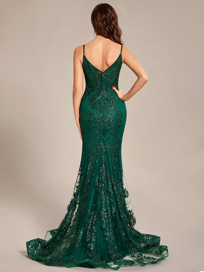 Custom Size tight backless see-through waist Prom Dress #color_Dark Green