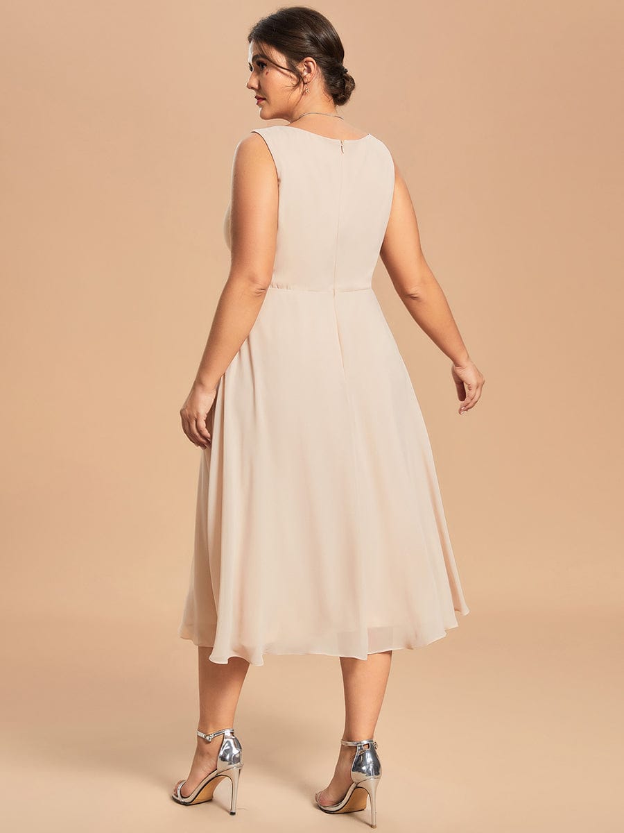 Custom Size Chiffon Two-Piece A-Line Mother of the Bride Dress with Long Sleeves Top #color_Blush