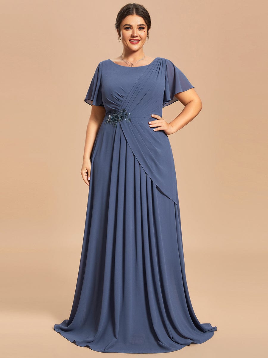 Custom Size Simple Pleated Chiffon A-Line Maxi Mother of the Bride Dress #color_Stormy