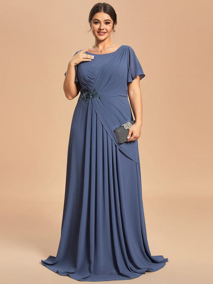 Custom Size Simple Pleated Chiffon A-Line Maxi Mother of the Bride Dress