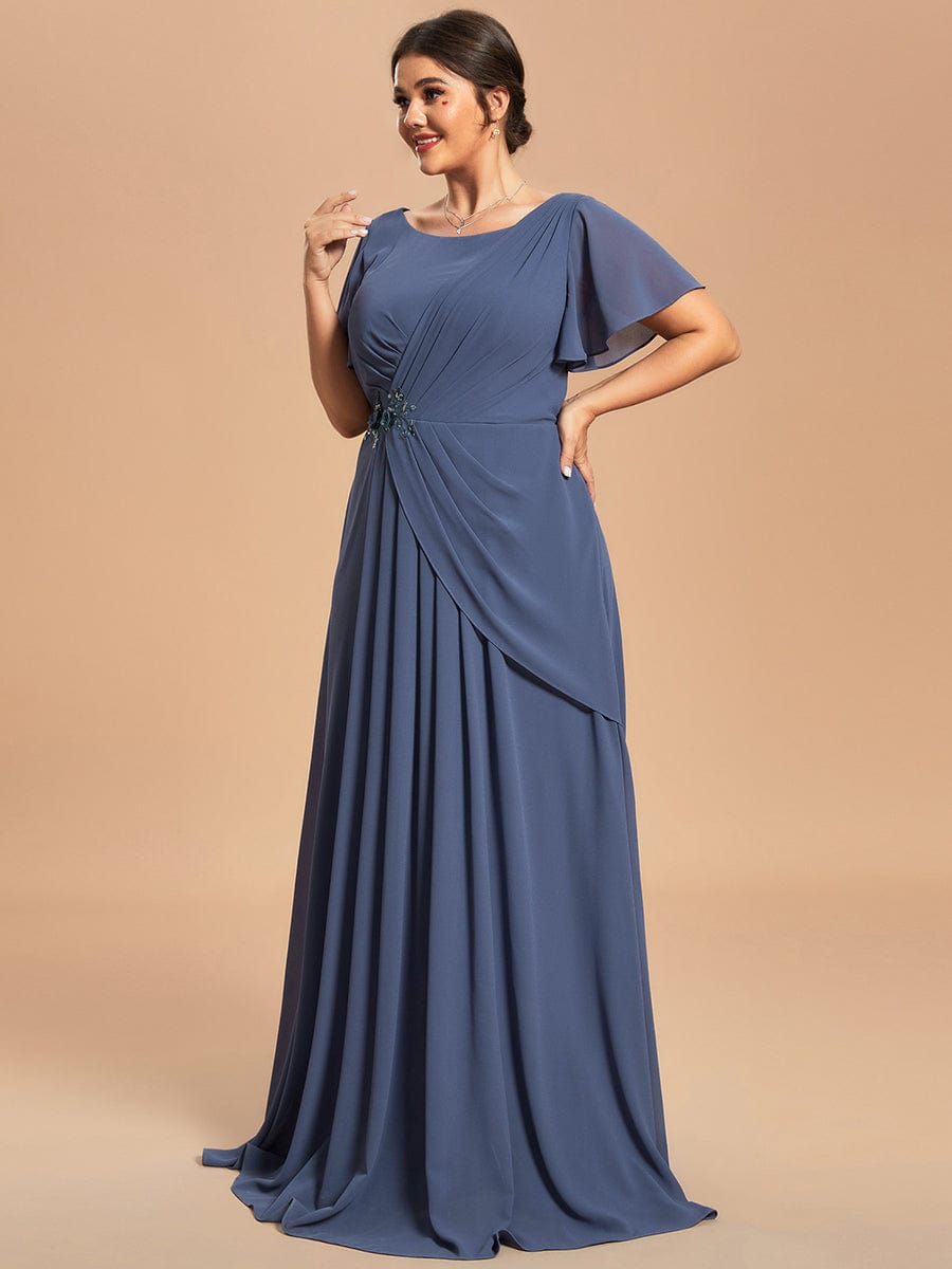 Custom Size Simple Pleated Chiffon A-Line Maxi Mother of the Bride Dress #color_Stormy