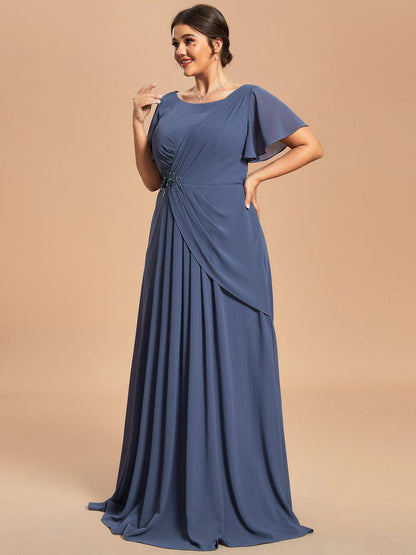 Custom Size Simple Pleated Chiffon A-Line Maxi Mother of the Bride Dress #color_Stormy