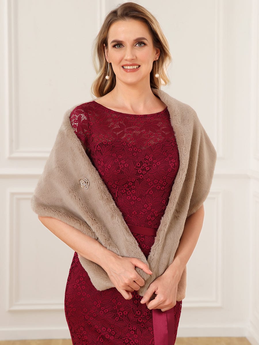 Elegant Faux Fur Shawl #Color_Mushroom