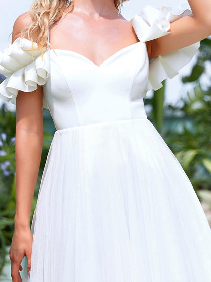 Custom Size Extraordinary Sleeve Cocktail Dress with Spaghetti Straps #color_Cream