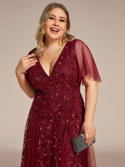 Plus Size Floor Length Formal Evening Gowns for Weddings #color_Burgundy