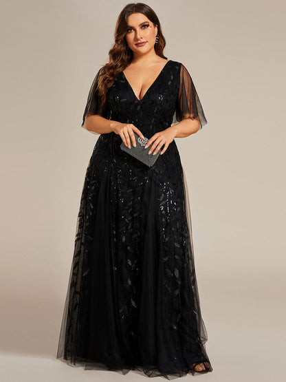 Plus Size Floor Length Formal Evening Gowns for Weddings #color_Black