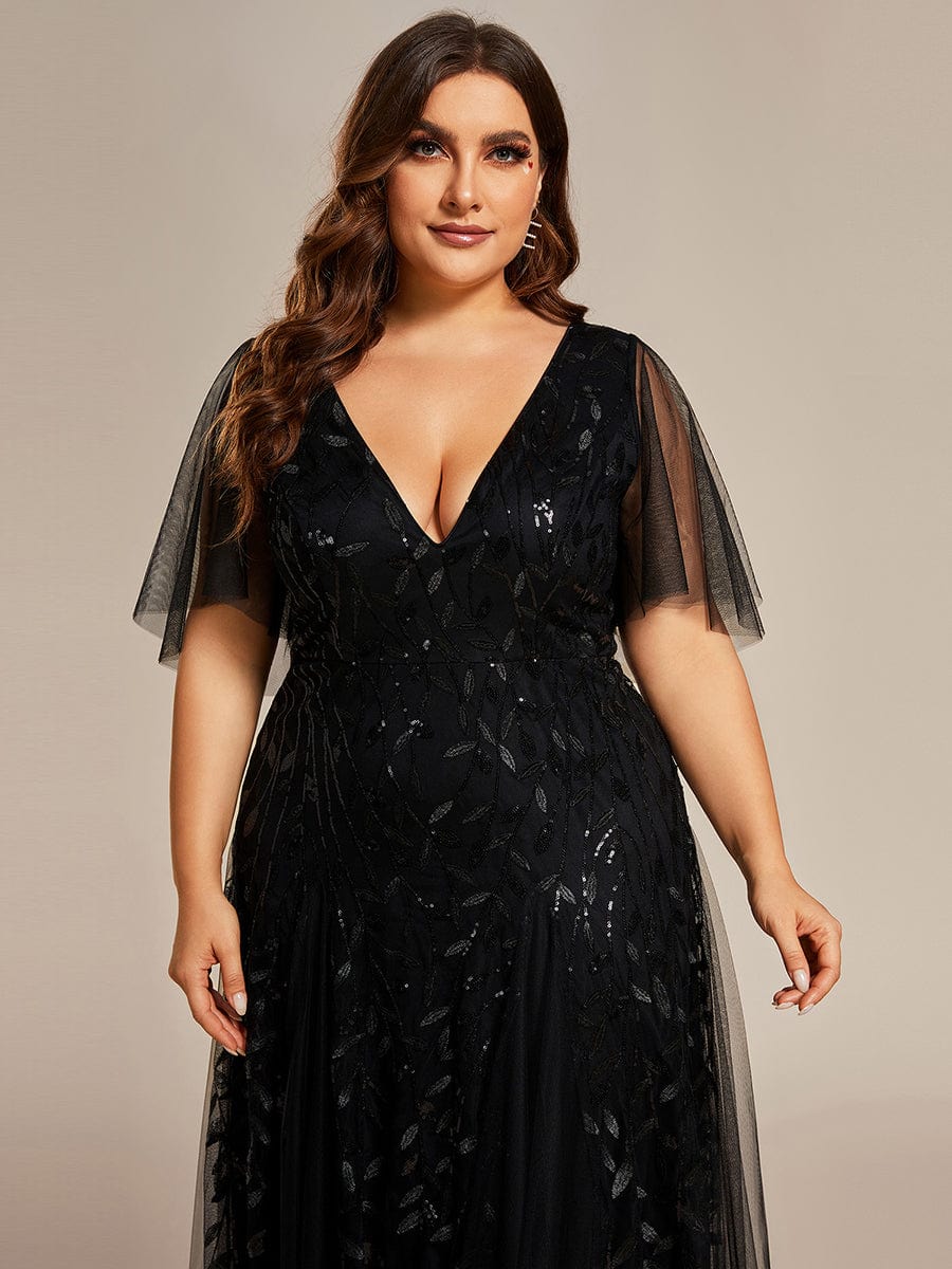 Plus Size Floor Length Formal Evening Gowns for Weddings #color_Black