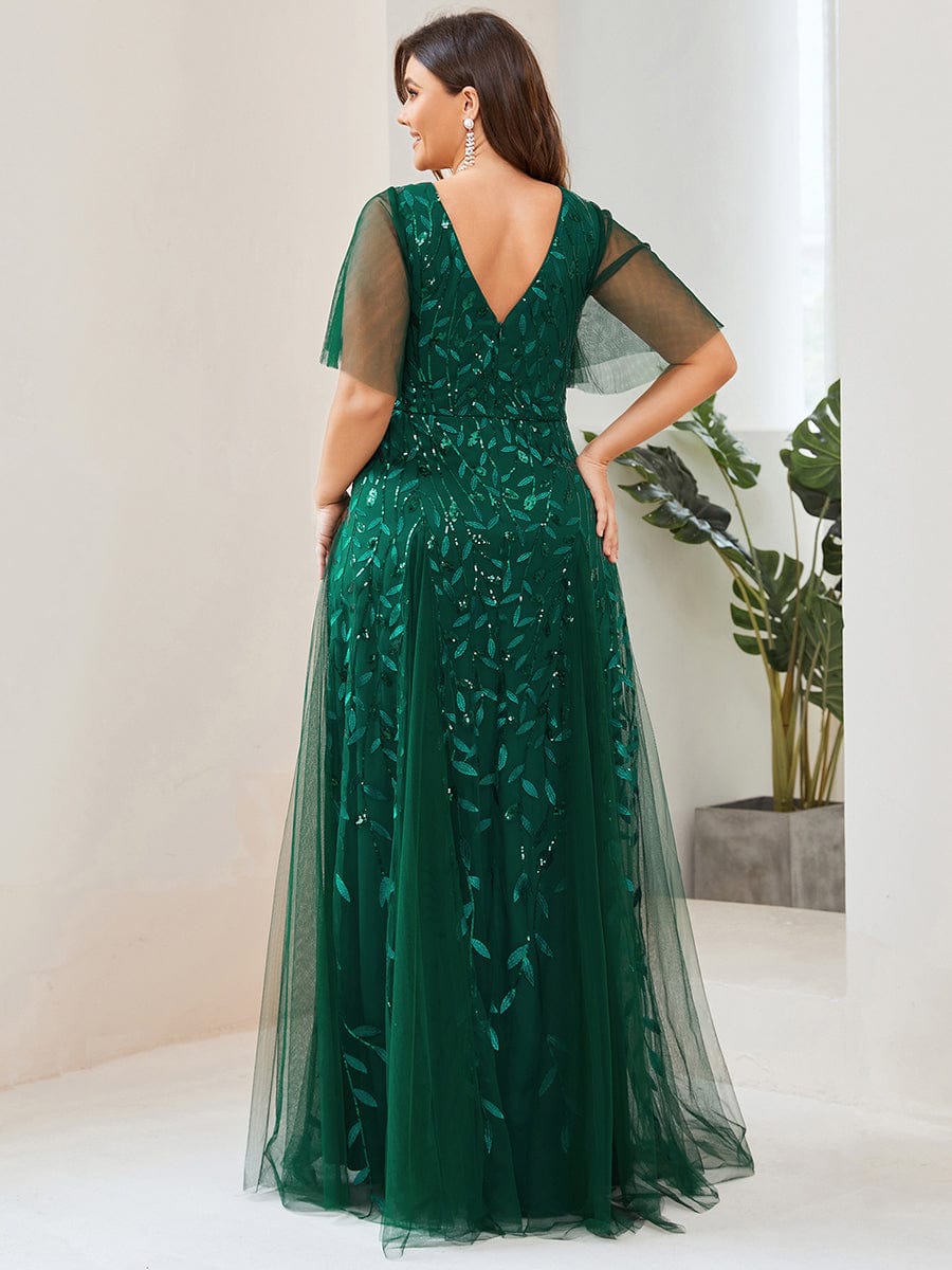 Plus Size Floor Length Formal Evening Gowns for Weddings #color_Dark Green 