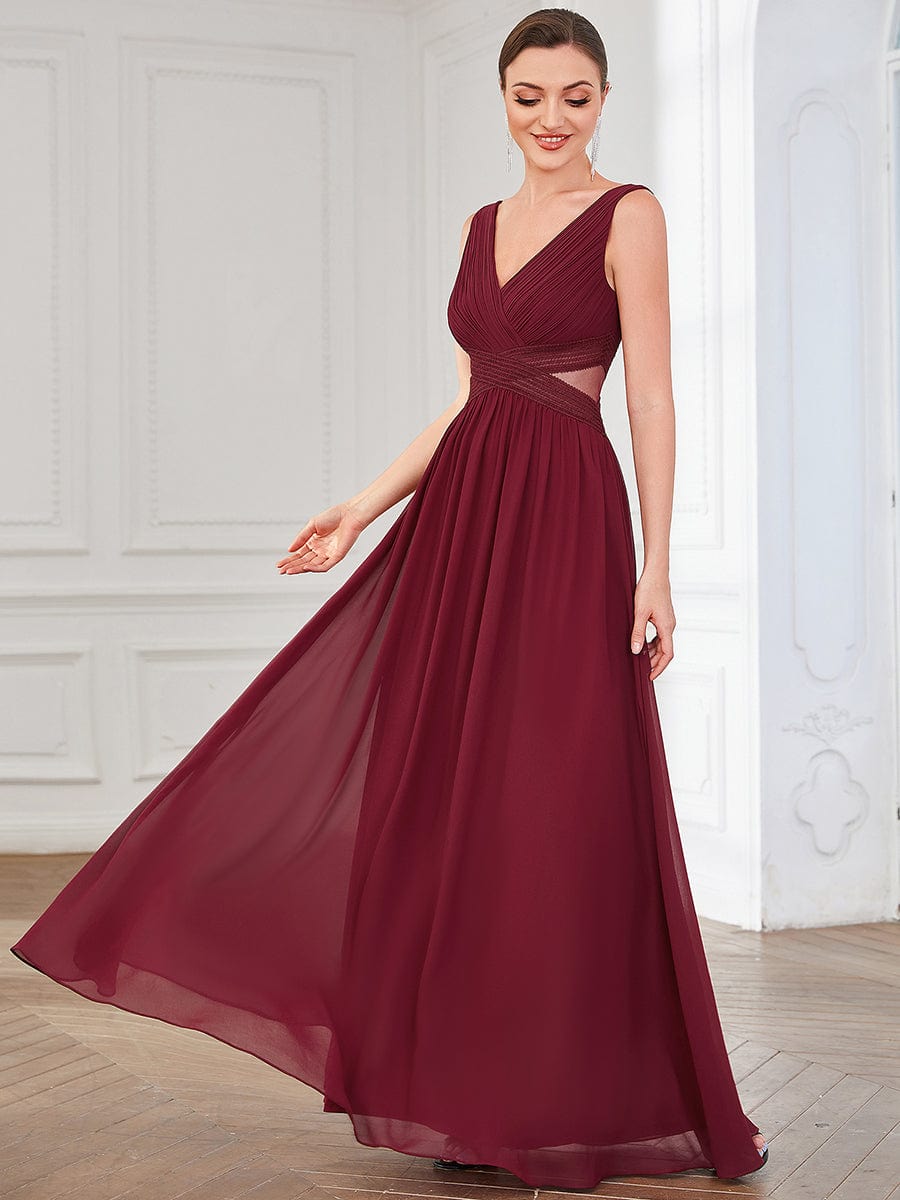 Chiffon V-Neck Backless Sleeveless Cut-Out  Evening Dress