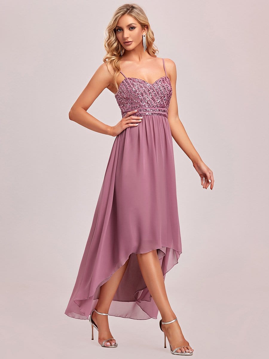 Asymmetrical Hemline Ethereal Evening Dress #color_Purple Orchid 