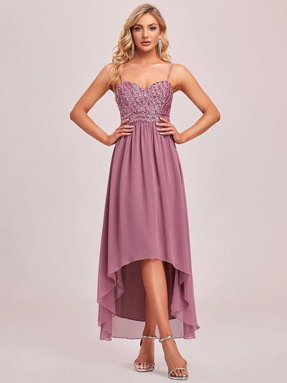 Asymmetrical Hemline Ethereal Evening Dress #color_Purple Orchid 